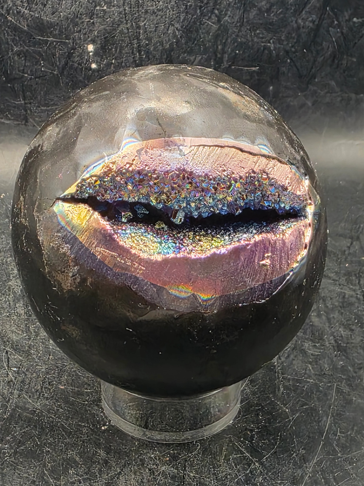 Aura amethyst sphere! 66mm, 2.6 inches, 14 ounces