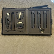 10 PC PORTABLE TRAVEL MINI BAR SET STAINLESS STEEL W/KEY & Carrying Case