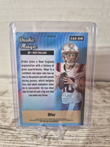 2024 Topps Cromo Drake Maye Inserto ROOKIE TODO GRABADO Refractor PATRIOTAS - Imagen 2 de 2