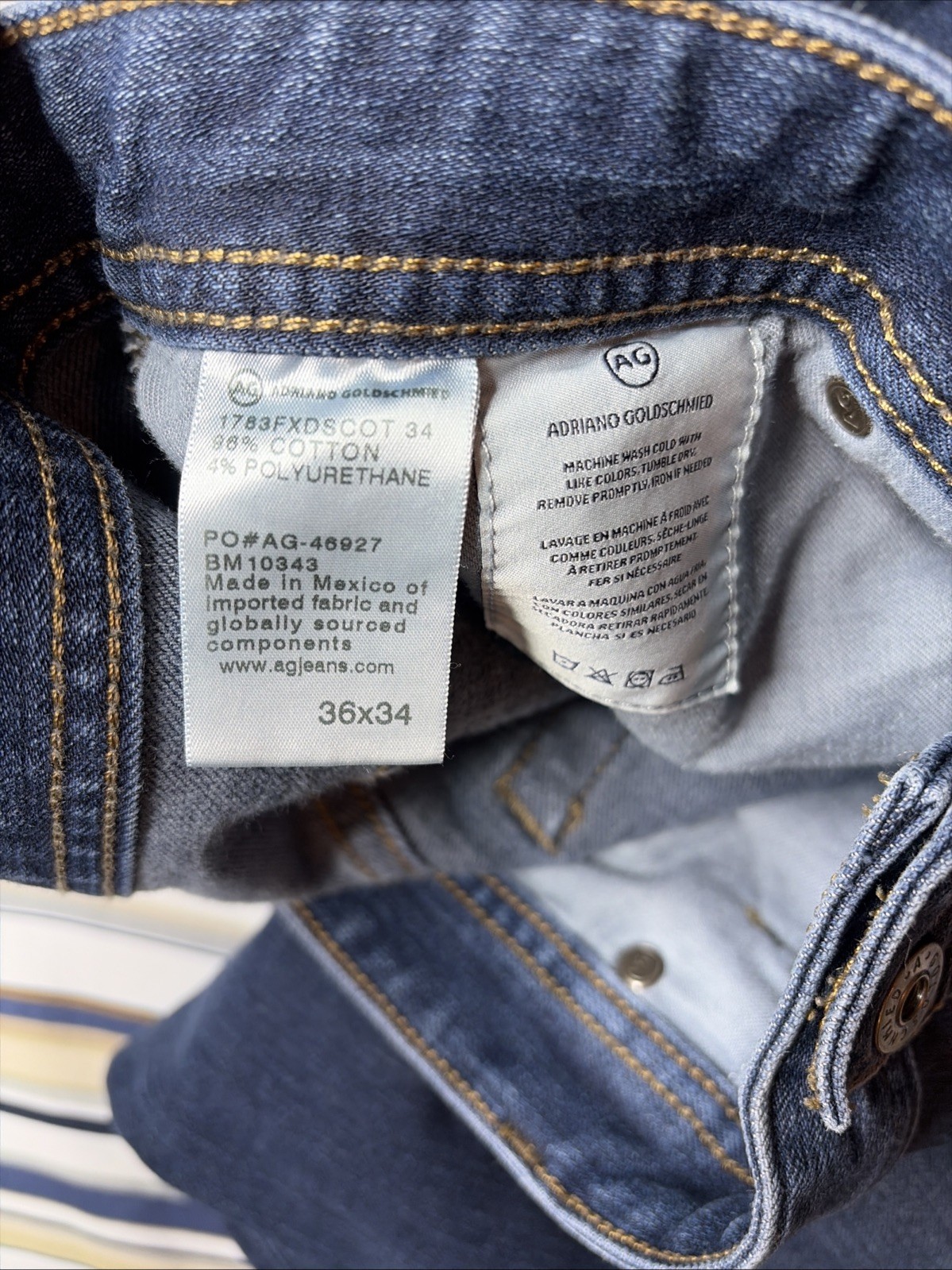 Adriano Goldschmied Men’s Jeans 36x34 Tellis Denim 360 Blue Denim AG thumbnail 9