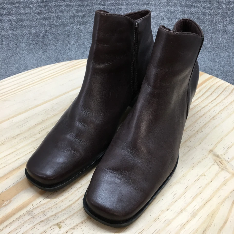 Croft & Barrow Botas Mujer 9.5 M Macy Botín Marrón Puntera Cuadrada Bloque Cremallera Foto 3 de 4