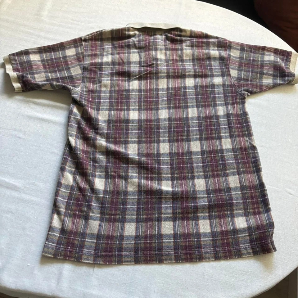 Vintage Trader Bay Plaid Polo Shirt Beige Red Size L Cotton Blend Y2K - Image 4 of 4