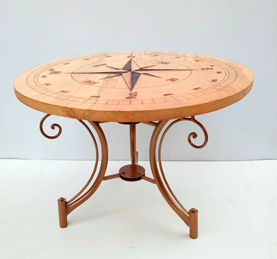  Coffee Table Nautical Compass Wooden Table Coffee Table Garden Table Bar Table  - Image 2 of 4