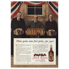 1939 Four Roses Whiskey: Their Grain Won First Prize Vintage Print Ad