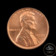 1970 S Lincoln Memorial Cent Choice Red GEM BU++ High Grade+ From Mint Set++