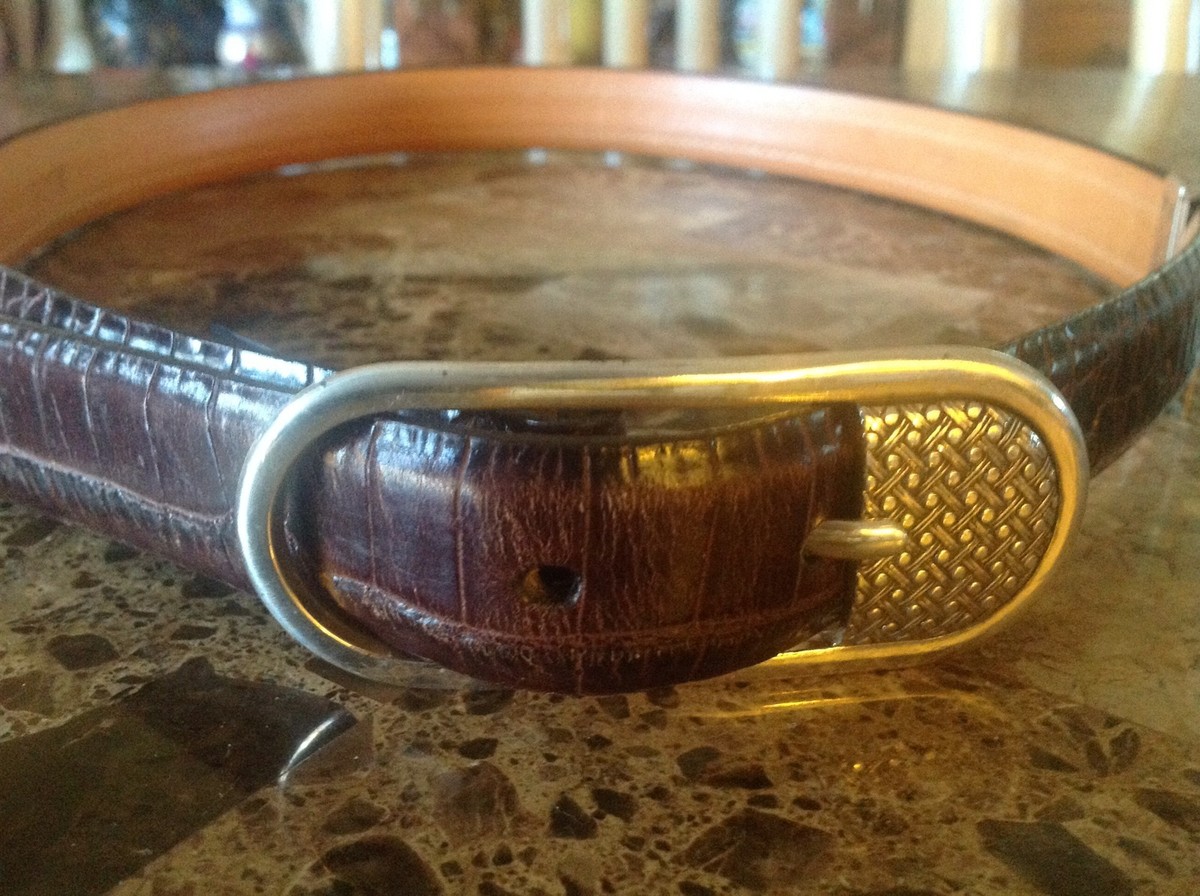 BRIGHTON Brown Croc Leather Belt Size 30 Minty! | eBay display picture 2