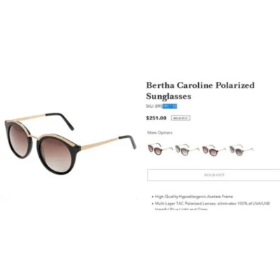 Bertha Caroline Polarized Sunglasses Oversized Style Cat Eye  display picture 3