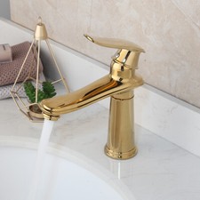 8.4"Gold Bathroom Vessel Basin Mixer Faucet Single Handle Hole Sink Brass Tap