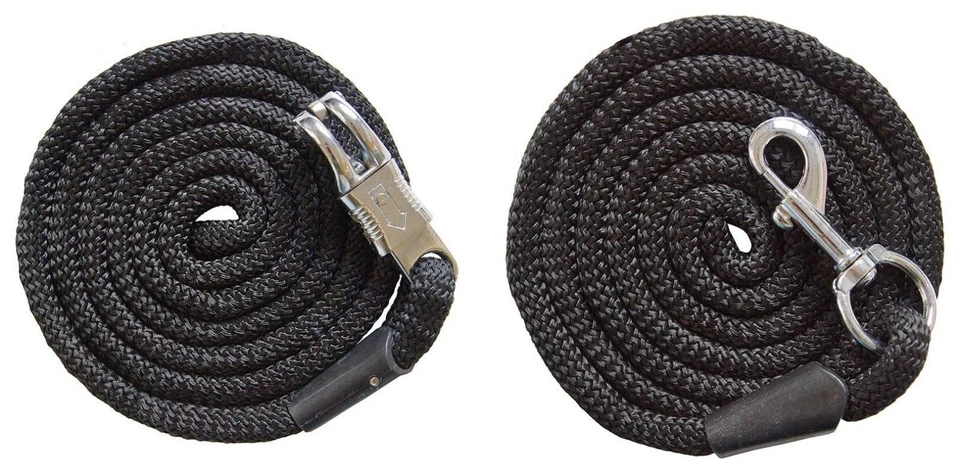 GERMAN RIDING Strick Führstrick Easy Going Snapkarabiner oder Panikhaken 2m schwarz NEU