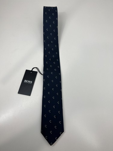 Hugo by Hugo Boss Polyester 100% Silk Tie Blue Skinny 6 cm Width