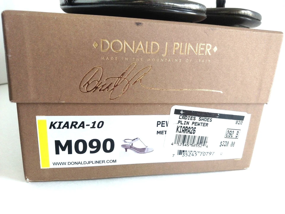 DONALD J PLINER "KIARA" Pewter Metallic Leather Slingback  Sandals Sz 9 B - Image 3 of 4