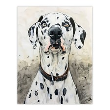 Sweet Gazing Dalmatian Dog Lover Watercolour Wall Art Poster Print