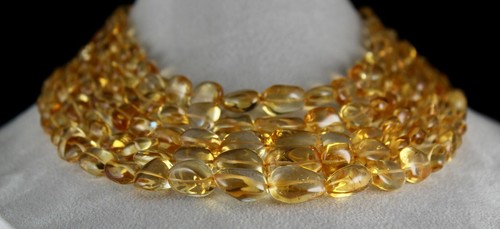Certified Natural Yellow Citrine Beads Tumble Gemstone Necklace 5 L 1405 Ct - Picture 4 of 7