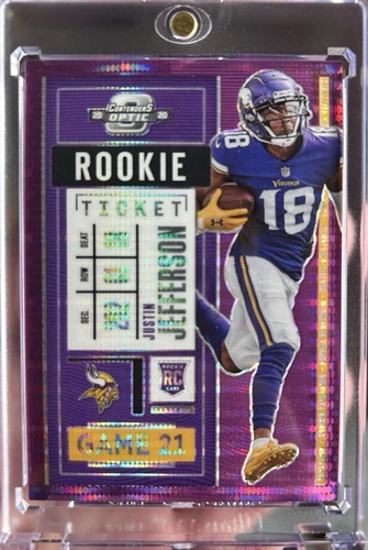 2020 Optic FOTL Justin Jefferson Rookie Ticket Purple Pulsar /21 Rare #86 🔥