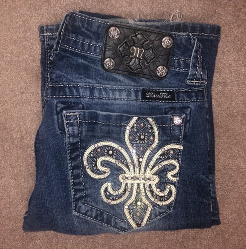 Miss Me Embellished Fleur-Di-Lis Bootcut Jeans, Women's Size 27, JP6183B |  eBay