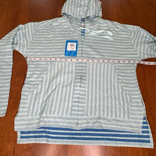 Columbia Woman Size L Melody Spring Boho Beachy Full Zip Striped Hoodie Blue - Picture 12 of 18