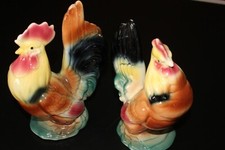 Vintage Royal Copley Colorful Rooster and Hen Set
