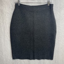 Eileen Fisher Charcoal Gray Skirt Tencel/Merino Wool Blend Stretchy Fitted Small