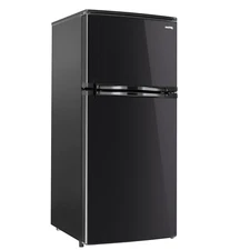 RecPro RV 4.4 Cu Ft Black Refrigerator | Adjustable Shelves | Reversible Door