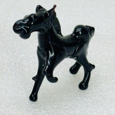 VTG  Miniature Collectible Hand Blown Art Glass Black Horse Figurine Japan   EX  