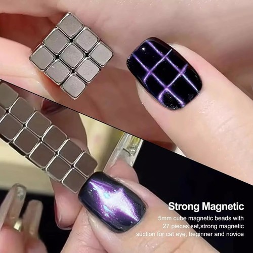 47 Pieces/2 Set Cat Eye Magnet for Nails Square Magnet Board, Strong Magnetic Be - Picture 9 of 10