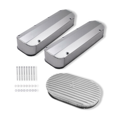 For BBF 429 Tall Polished Alum Valve Covers & 15'' Oval Full Finned Air Cleaner