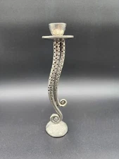Silver Tone Metal Tentacle Candle Stick holder 9 1/4” Tall