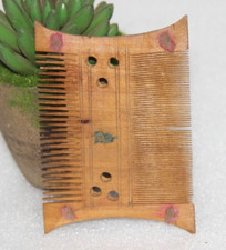 Vintage Wooden Tribal Lady Brown Vanity Comb Handmade Old Original