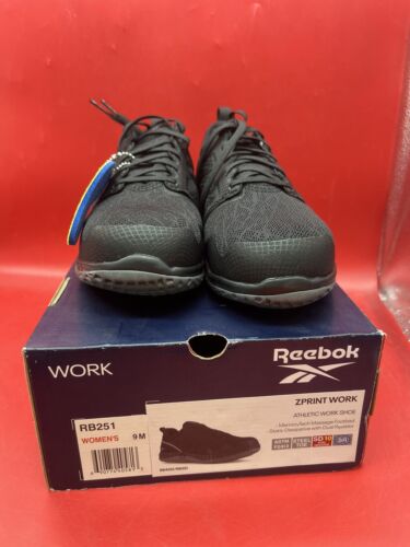 Reebok Womens Black/Dark Grey Mesh Work Shoes Zprint ST- Brand New Size 9 - Picture 2 of 5