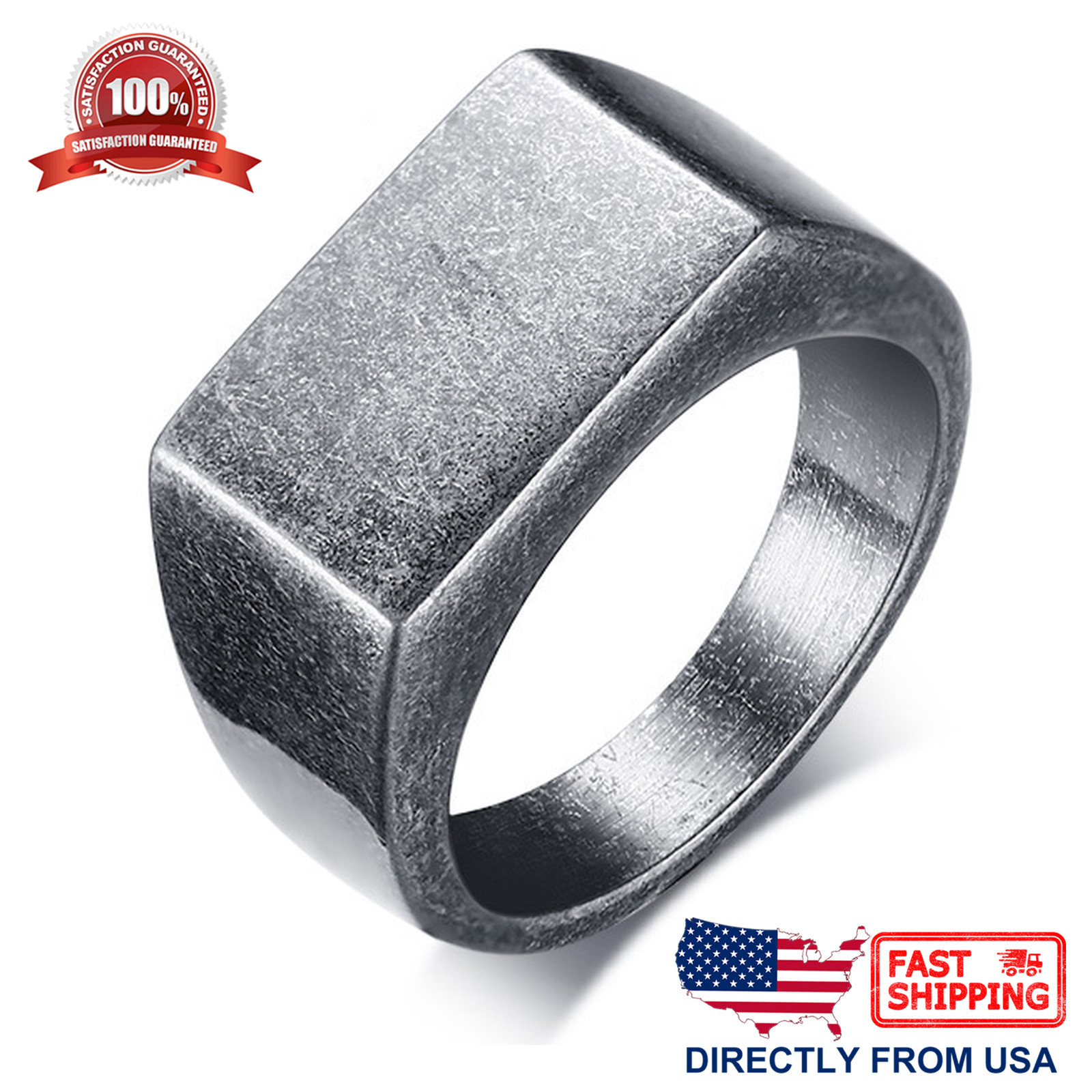 Steel Retro Signet Ring | eBay