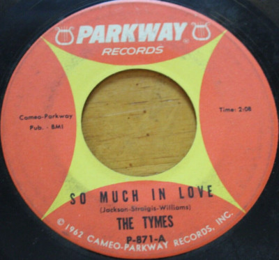 THE TYMES SO MUCH IN LOVE / ROSCOE JAMES 45RPM 7'' JUKEBOX RECORD G+ PARKWAY
