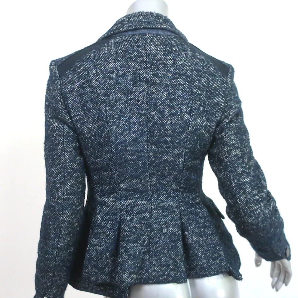 Chaqueta Sportmax Defile Tweed Azul Marino Mezcla Mohair Talla US 2 Blazer Dos Botones Foto 4 de 4