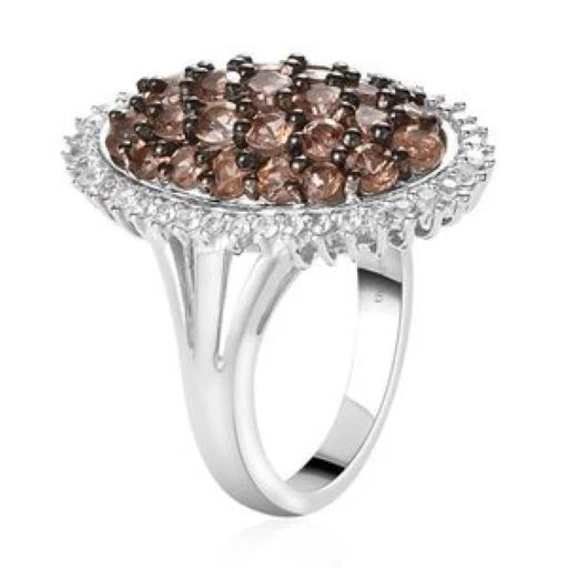 Anillo Jenipapo Andalucita Circón Blanco Natural en Platino Más de SS 2,50 ctw Talla 5 Foto 4 de 4