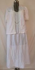 Vintage 60s 70s Nicole Wior Nightgown And Top Set Robe Maxi Sheer Baby Pink M/L