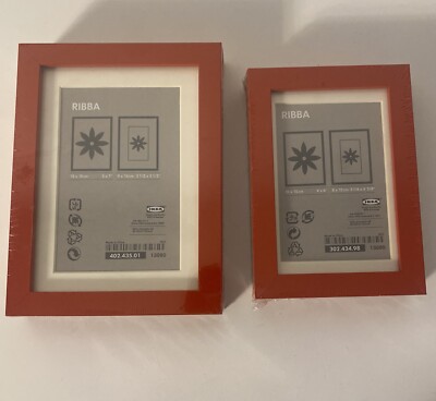 Two Ikea Ribba for  5'' x 7'' & 4'' x 6'' photos/pictures - red Frames