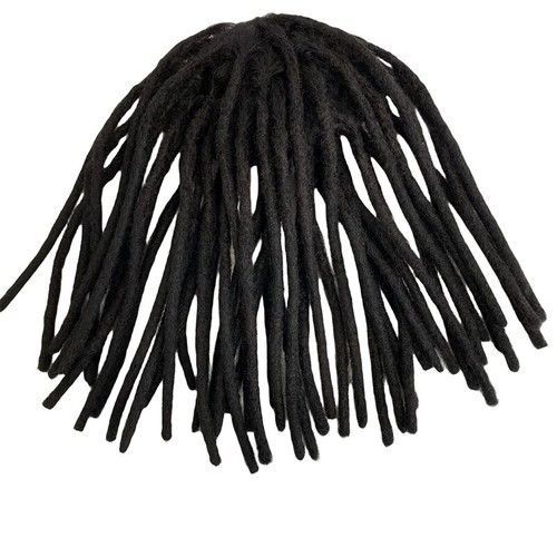 8x9.5 Inches Transparent PU Base Afro Dreadlock Extensions Toupee For Men 1b 12" - Picture 5 of 5