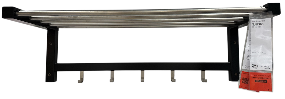 New IKEA TJUSIG Black Coat Hat Wall Mount Rack Hooks 79 cm (31 ⅛