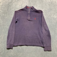 Polo Ralph Lauren Sweater Boys M 10-12 Purple Mock Neck Long Sleeve Quarter Zip