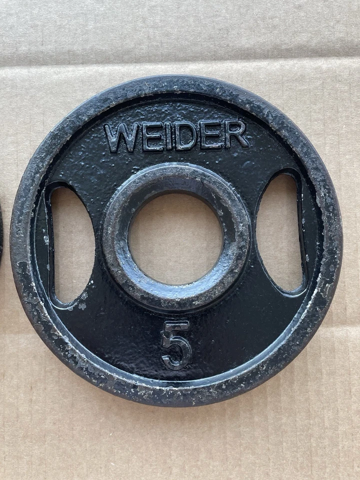 Placas de peso Weider Vintage Olympic de 5 libras de agarre 2x5 libras en total 10 libras Foto 2 de 4