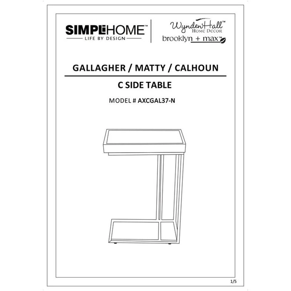 Home Square 2-Piece 18" Rectangle Industrial C Side Table Set in Natural - Image 3 of 4