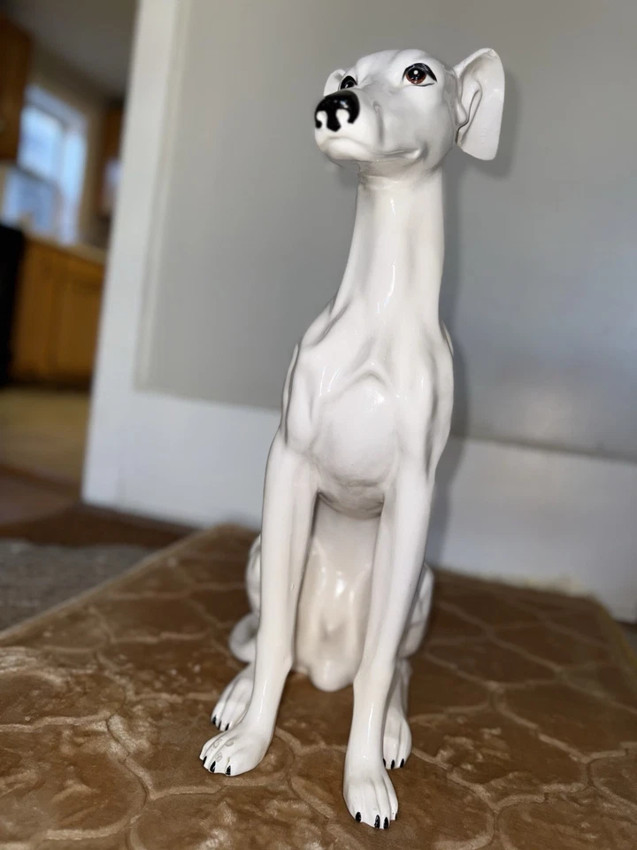 Vintage 20.5-inch Ceramic Hand Painted Italian Greyhound/Whippet Statue - Image 3 of 4