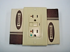 Vintage Uniline Ivory Decora GFCI Switch Outlet Cover Plate Leviton Ribbed