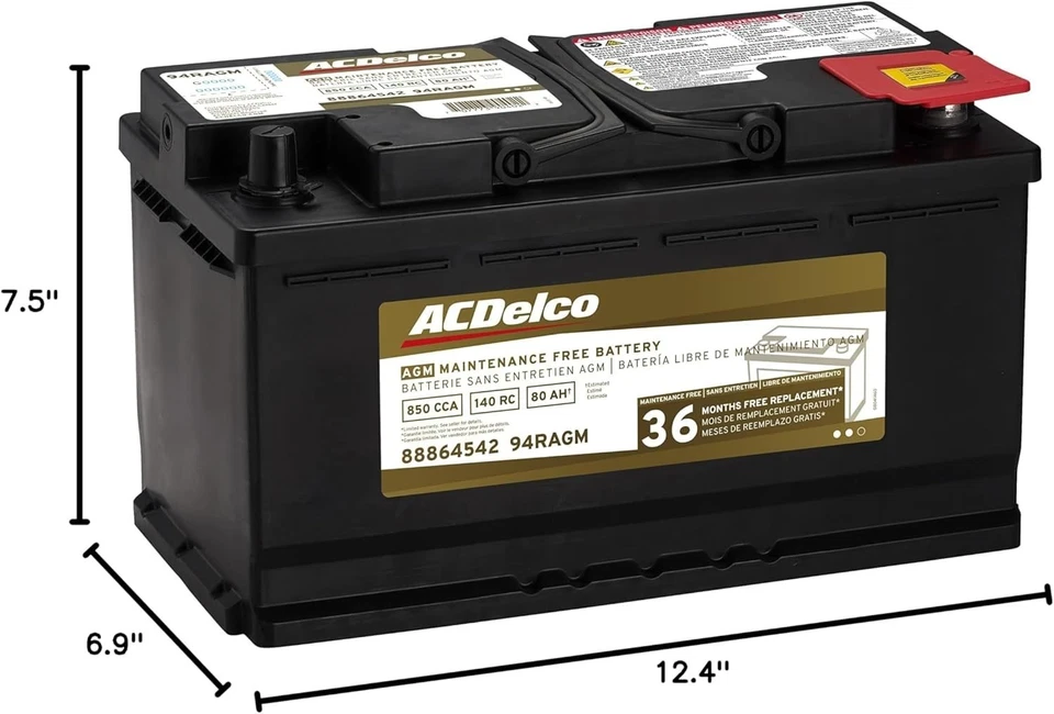 ACDelco Gold 94RAGM (88864542) 36 Month Warranty AGM BCI Group 94R Battery - Image 3 of 4
