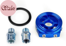 Oil Sandwich Plate Oil Filter Adapter Universal Aluminum Blue