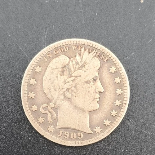 1909 Barber Quarter Silver 25C Circulated US Coin Uncertified .900 Fineness