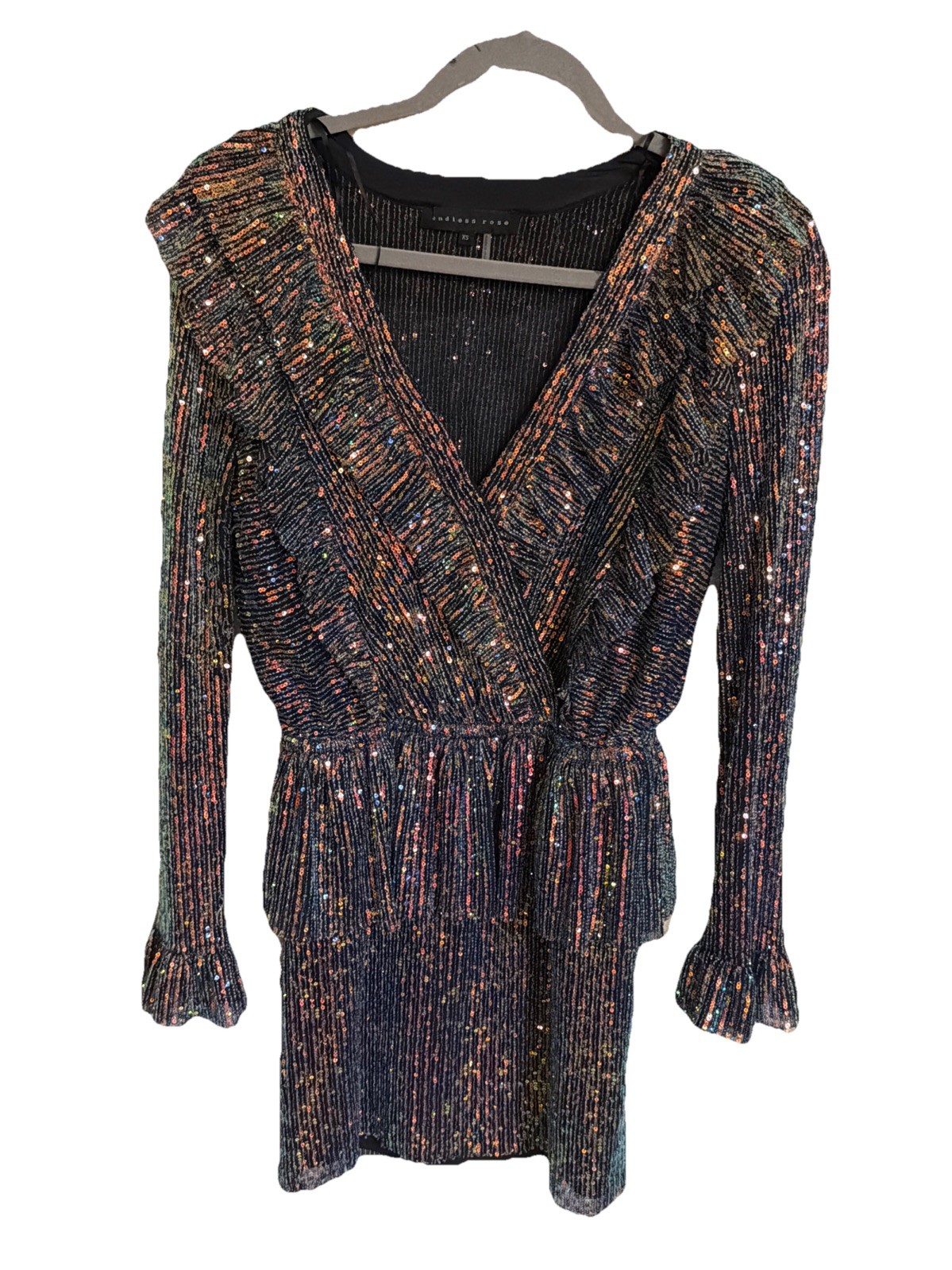 Endless Rose Black Multicolor Sequin Mini Dress X… - image 1
