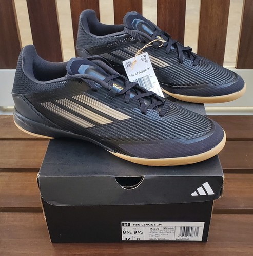 Adidas F50 League Black Metallic Indoor Soccer Shoes TF4661 US MEN 8.5 Women 9.5 - Picture 2 of 5