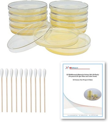 Bacteria Science Kit Prepoured LB-Agar Plates & Cotton Swabs E-Book