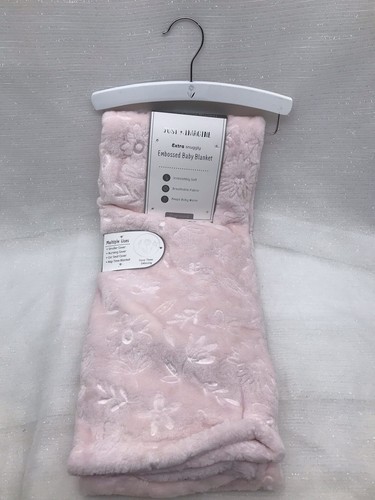 Just Imagine Girls Pink Floral Baby Blanket Security Lovey Embossed Flower NEW