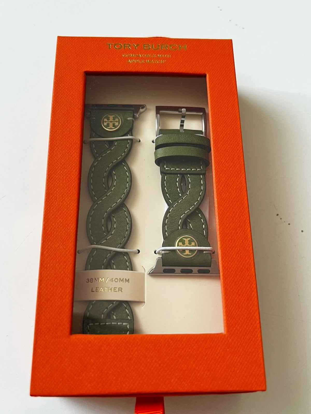 Tory Burch Apple Watch cinturino orologio braccialetto 38 40 42 44 45 mm pelle verde